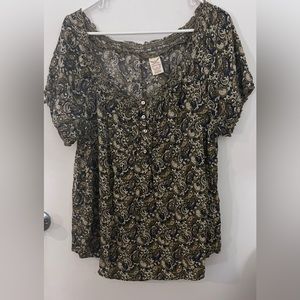 faded glory blouse greens some blue